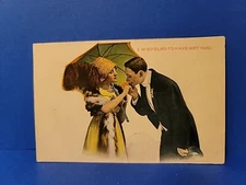 Antique 1912 VALENTINE Postcard I'M SO GLAD TO HAVE MET YOU 