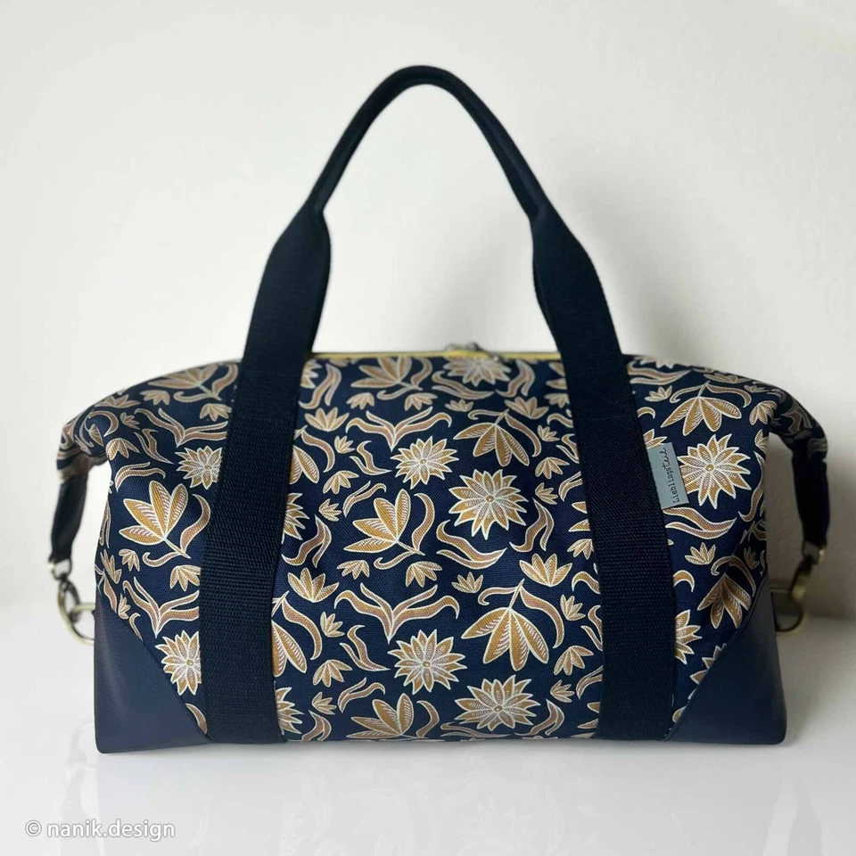 Canvas Retro Flowers by Emjo-Design, ocker-dunkelblau - Bild 3 von 3