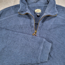 Tommy Bahama Men's Medium 1/4 Zip Blue Cotton Pullover Sweater