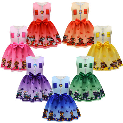 PAW Patrol Girls Tank Dress Marshall Chase Skey Mädchen Fliege Kleider Cartoon B