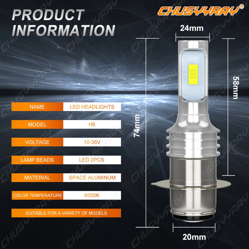 Para Kawasaki Mule 600 610 3000 3010 2x H6M 80W 6000k Faro LED Bombillas Blancas Foto 3 de 4