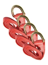2" x 10' Tie Down Lasso Strap with D Ring for Transport Cargo Auto Hauler 4 pcs