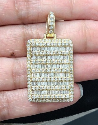 DEAL! 10K Gold Genuine Baguette Diamond Pendant Dog