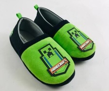 MINECRAFT Little  Big Boys Creeper Licensed Slipper Size 4-5 House Shoe