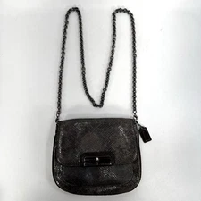 Coach Crossbody Faux Snakeskin Swingpack Chain Strap Front Flap Pocket