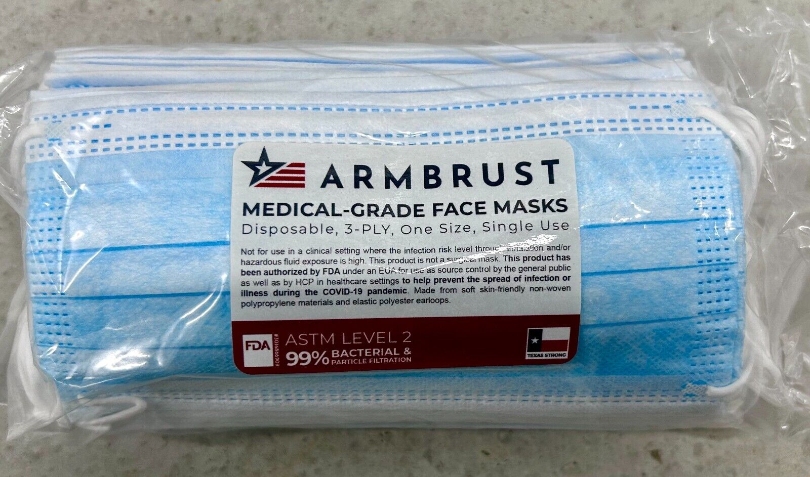 ARMBRUST Medical 3ply Ear loop Face Mask (ASTM LEVEL-2) MADE IN USA