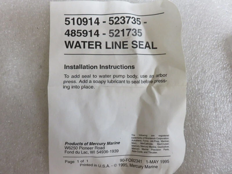K4B Genuine Mercury Quicksilver FA523735 Seal Kit OEM New Factory