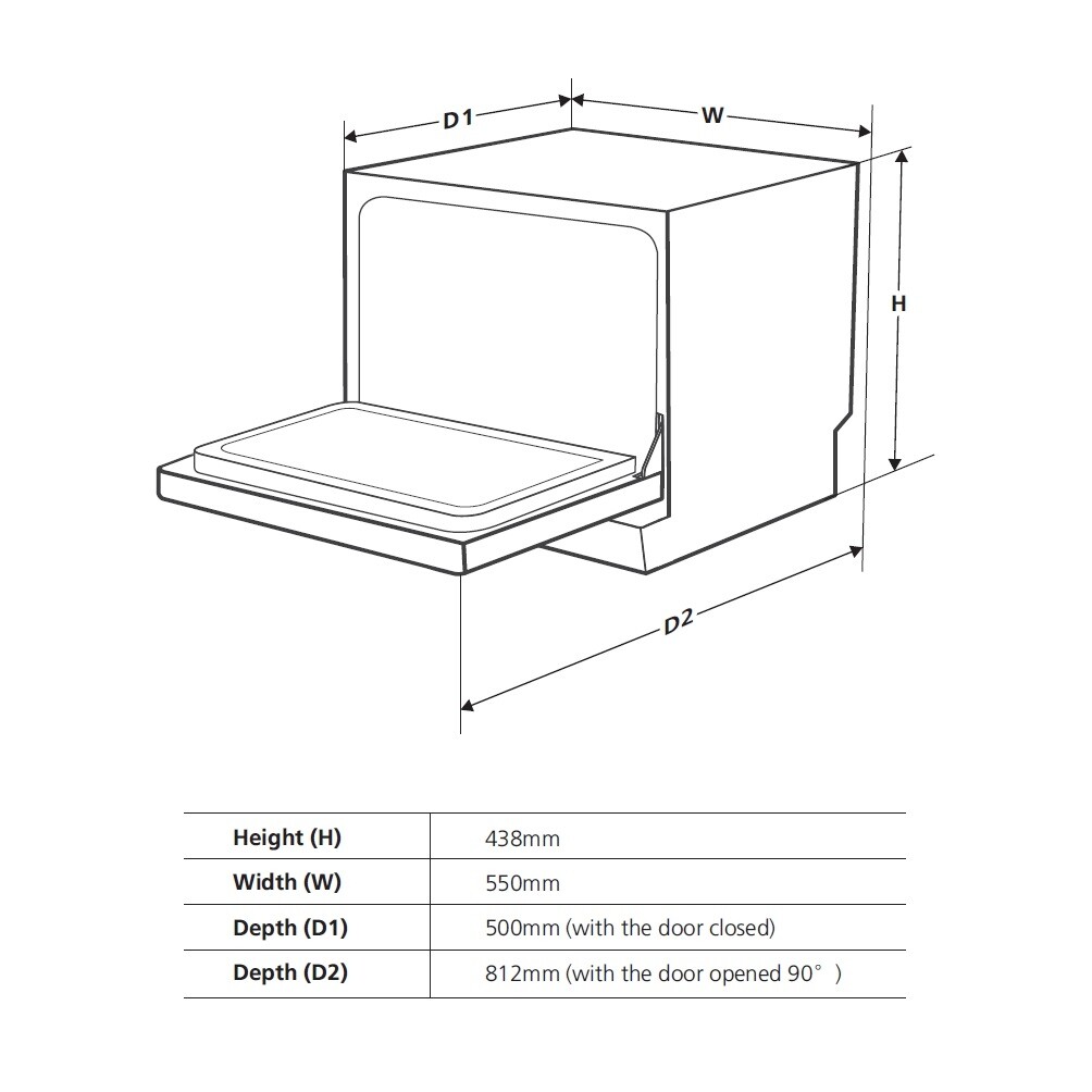 Cookology CTTD6SL Silver Table Top Dishwasher, 6 place settings, Mini