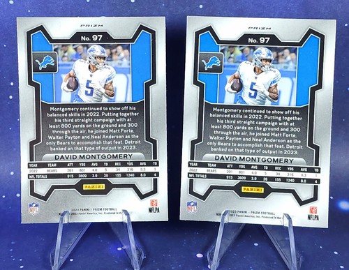 2023 Panini Prizm David Montgomery Scatole in bianco e nero e Leoni ghiaccio verde SP - Foto 2 di 15