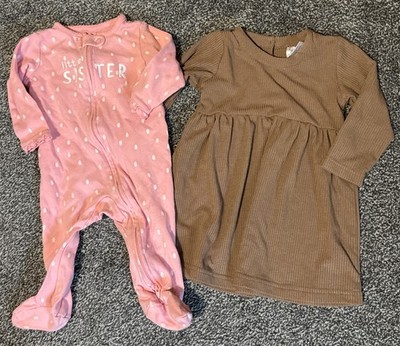 Baby Girl 3-6 Month Little Sister Pajamas And Mebie Baby Dress