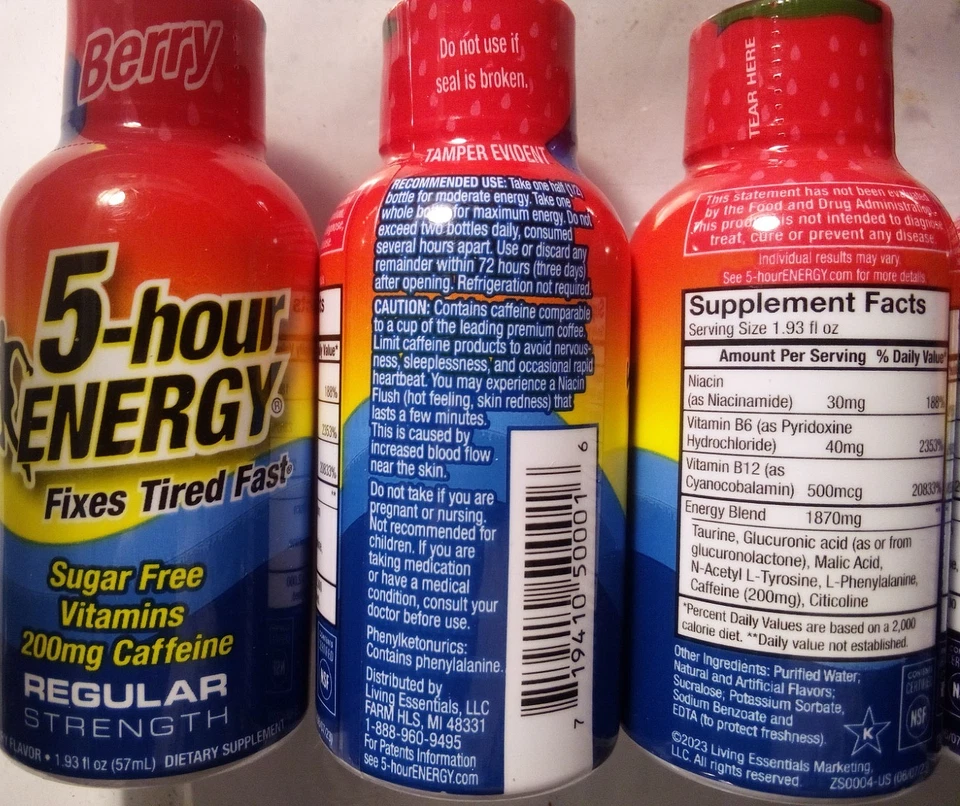 Disparo de energía de 5 horas fuerza regular 1,93 oz 5 unidades aumento rápido de energía ¡Envío y devolución gratis! Foto 2 de 4