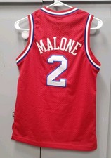 Moses Malone Vintage Sixers Jersey 1982-83 Size Youth M HWC Red REEBOK length +2