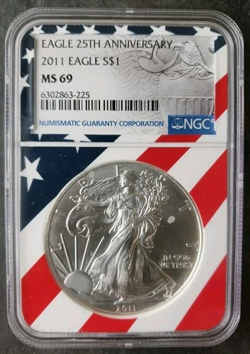 2011 $1 American Silver Eagle Dollar NGC MS69