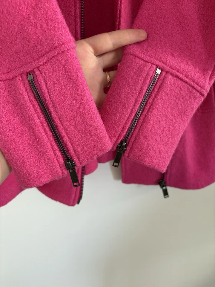 Nicole Miller Women’s Magenta Pink Mid Length Wool Blend Coat SzM - Image 3 of 4