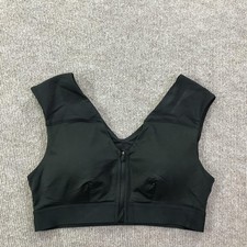 Tommie Copper Sports Bra Womens Large Black Zip Front Copper Znergy Mesh V Neck