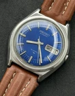 Vtg 1974 SEIKO Day Date Men’s 40mm Automatic Watch 19 Jewels Steel Blue Dial