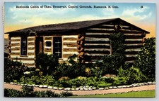 Maltese Cross Cabin Ponderosa Pine Log Bismarck North Dakota Postcard
