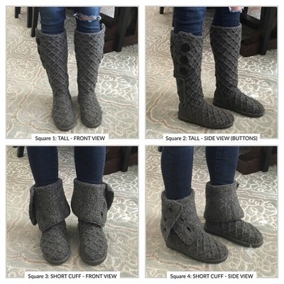 UGG Lattice Cardy Cozy Casual Wool Blend Boots Charcoal Gray Women 7