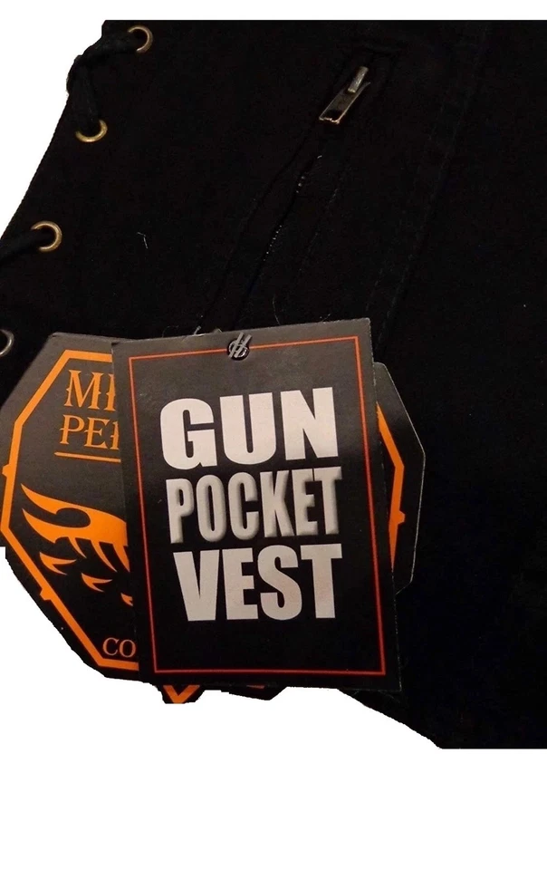 MILWAUKEE PERFORMANCE MENS BLACK COTTON DENIM VEST w/ CONCEAL GUN POCKET - SAFV - Image 4 of 4