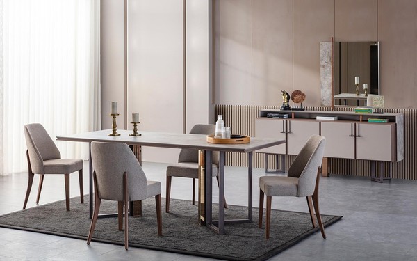 Essgruppe Essecke Esstisch StüHle Holz Grau Esszimmer 9Tlg Anrichte-image