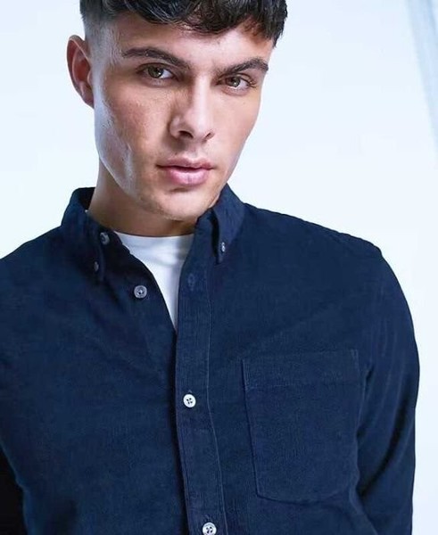 Men French Connection Shirt Navy Cotton 42