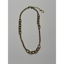 Dana Buchman Antiqued Gold Tone Mixed Link Textured Chain Necklace Adjustable