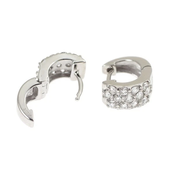 K18WG Diamond Hoop Earrings 0.52ct Pavé - Auth free shipping from Japan- Auth SE - Image 2 of 3