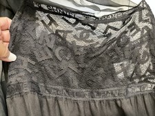 CHANEL COUTURE RUNWAY~CHANEL&CC~GRAFFITI BLK LACE GORGEOUS BLACK SILK MAXI DRESS