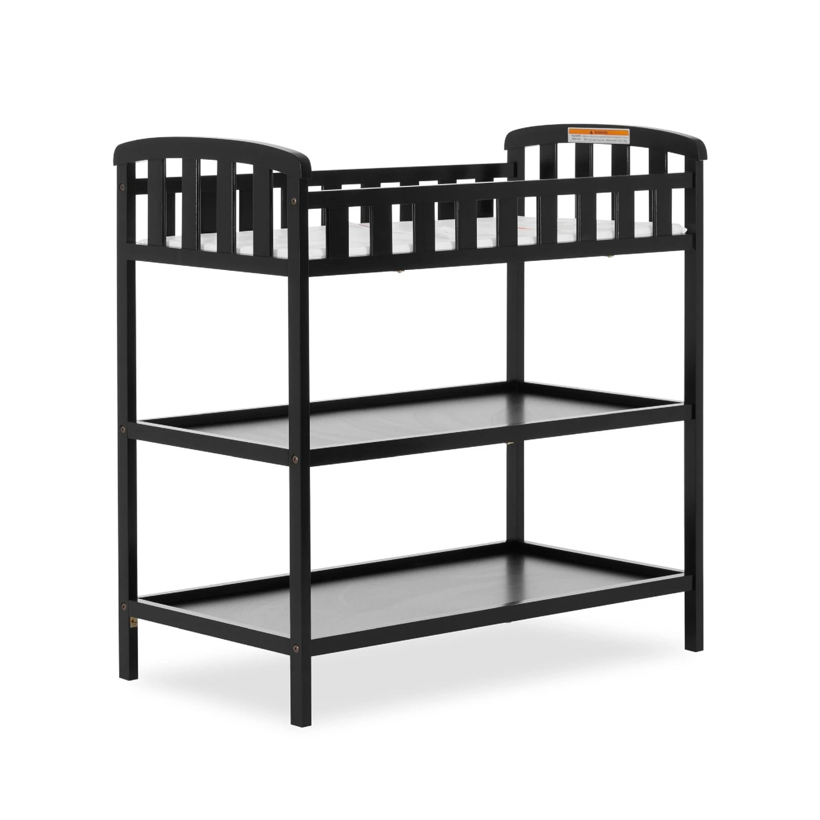 Emily Compact Portable Baby Changing Table with Shelves and Changing Pad Black