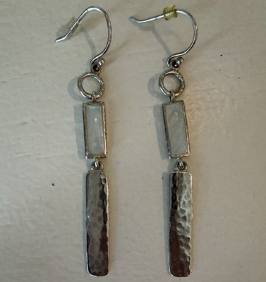 Silpada Retired Sterling Silver Prestige Moonstone Drop Earrings #W2947