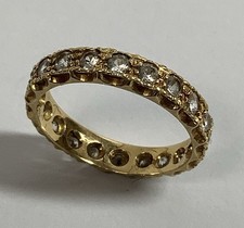 18k Gold Eternity Ring, White Spinel / Paste Gem Setting,  1961 Hallmark 16.75mm