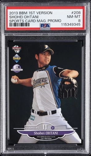 2013 BBM 1ST VERSION SPORTS CARD MAGAZINE PROMO #208 SHOHEI OHTANI ROOKIE PSA 8