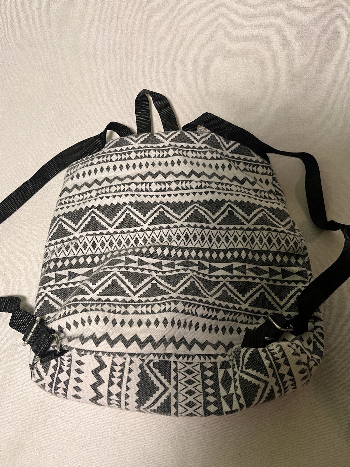 Aztec Drawstring Small Backpack Black And White 2… - image 2