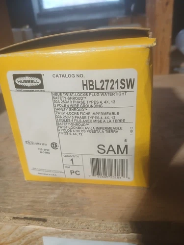 Hubbell HBL2721SW Twist-Lock Watertight Plug 30A 3P 4-Wire L15-30P New in Box