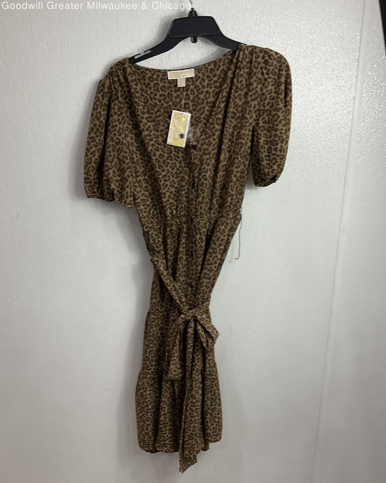 NWT Michael Kors Women's Brown Cheetah Print Short Sleeve Dress Size Medium