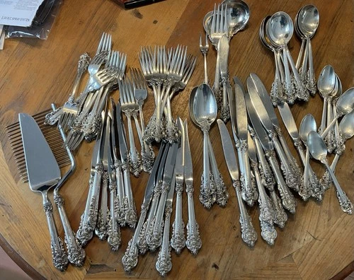 Large Vintage Lot Of Wallace Grande Baroque Sterling Flatware