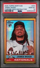 2025 Topps Heritage Chrome James Wood Gold Refractor RC 35/50 PSA 10 GEM  231