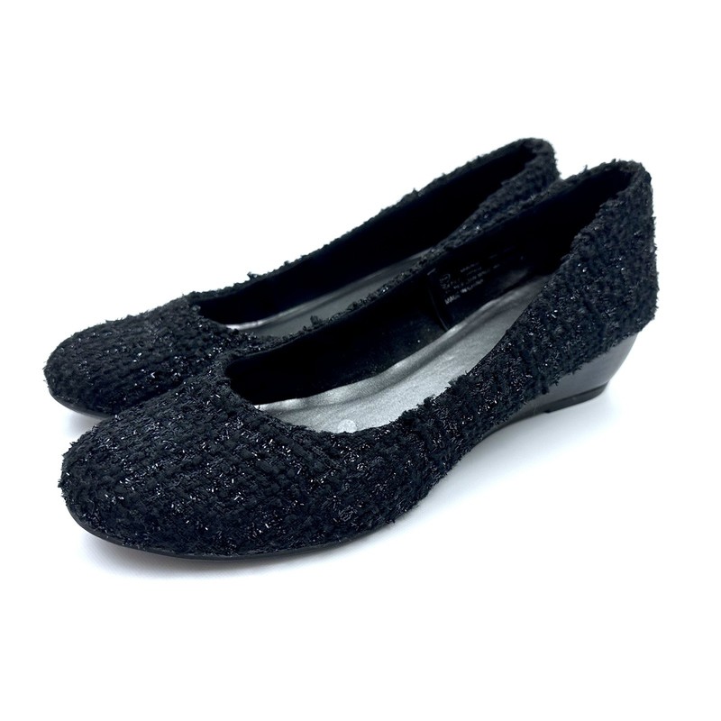 Seychelles Black Tweed Boucle Shimmer Wedge Shoes Women’s Size 8.5M