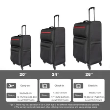 Softside Luggage Expandable 3 Piece Set Luggage Travel Set 20inch 24inch 28inch