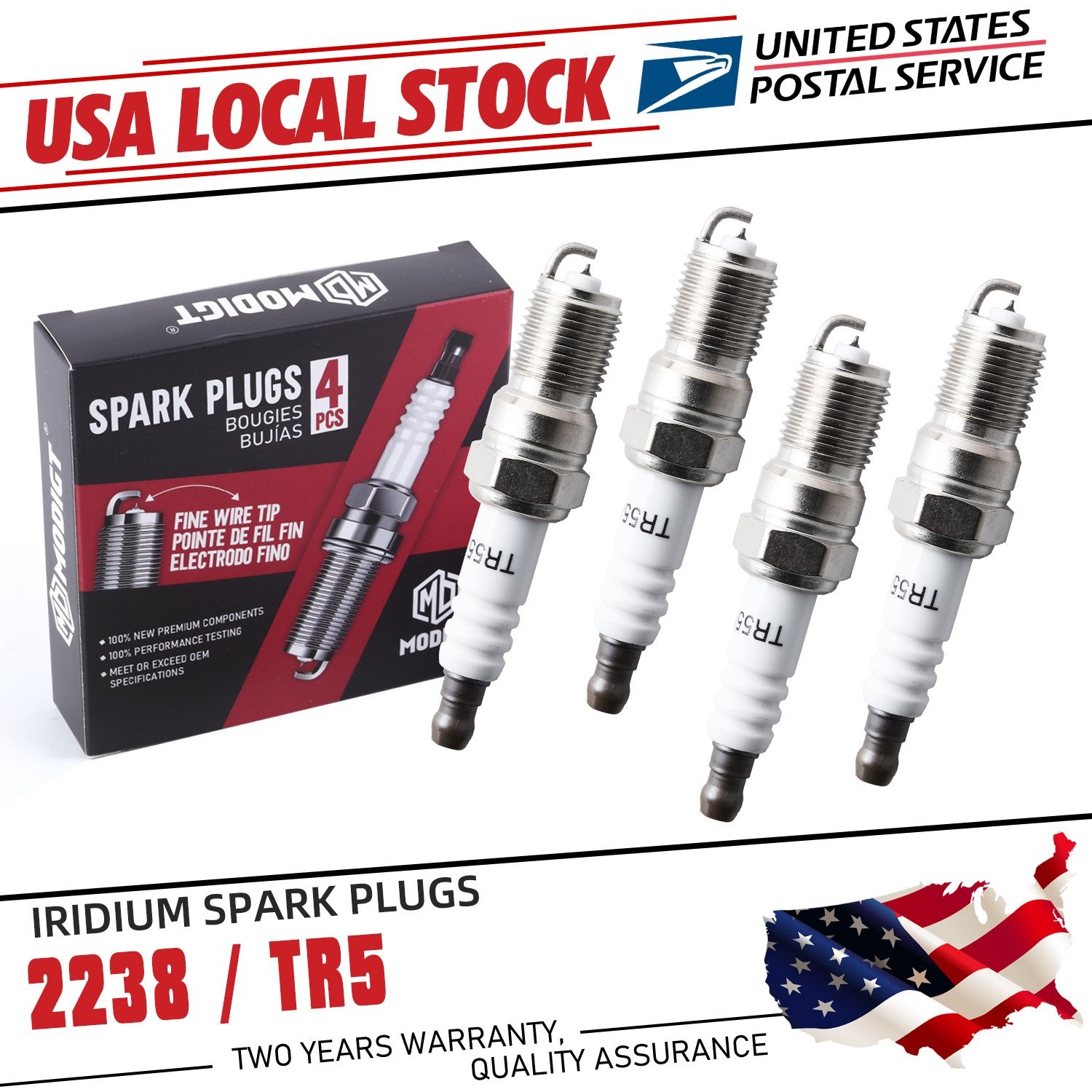 Durable Iridium Fit For NGK TR5 #2238 Spark Plugs - 4Pcs for LS Engines LS1 LQ4