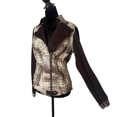 Alberto Makali Moto Biker Jacket Size S Brown Brick Zip Crinkled Statement