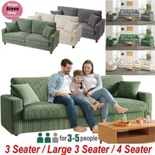 3/4 Seater Corduroy Sofa Modern Sofa Couch Seats Settee with 2 Pillows Soft Home