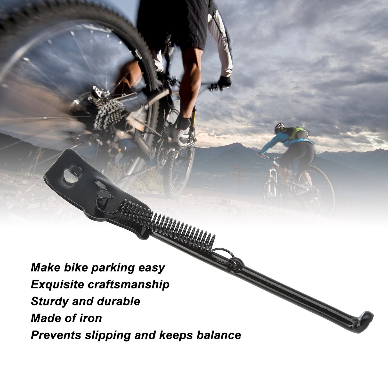 16in Bike Side Kickstand Iron Non Slip Robust Bike Parking Support Replace EC