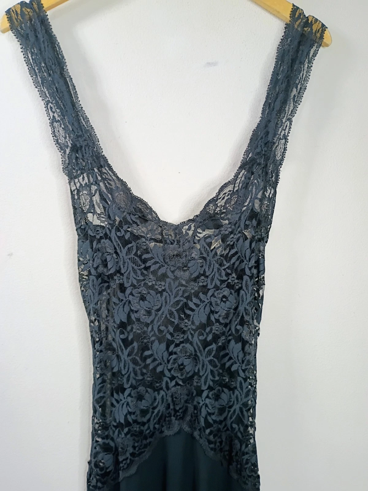UNDERCOVER Camicia da notte vintage Victoria's Secret in chiffon elasticizzato pizzo nero XS