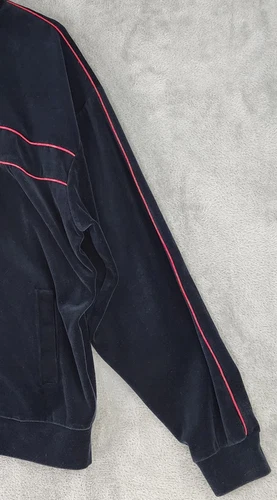 Norm Thompson Jacket Mens Large Black Velour Full Zip Long Sleeve Retro Vintage image 9