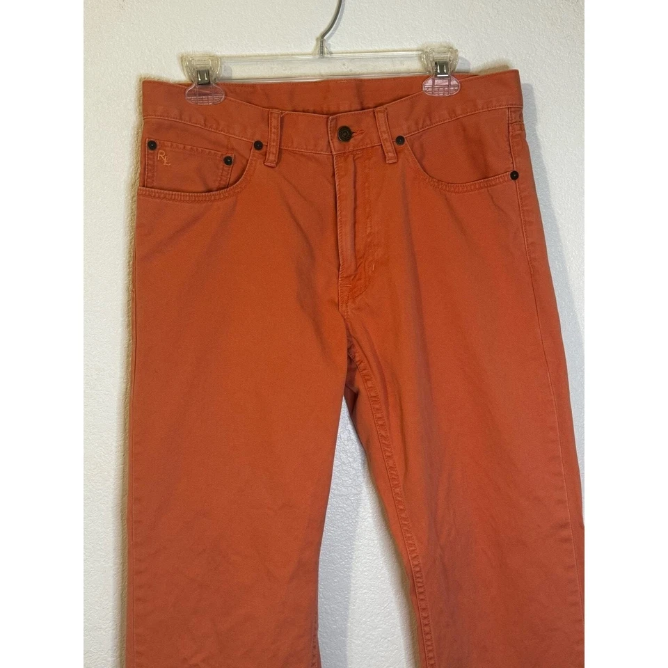 Calça casual masculina RL laranja algodão perna reta chinos - Imagem 2 de 4