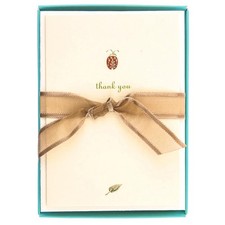 Juego de 10 elegantes tarjetas de agradecimiento Ladybug en relieve con sobres