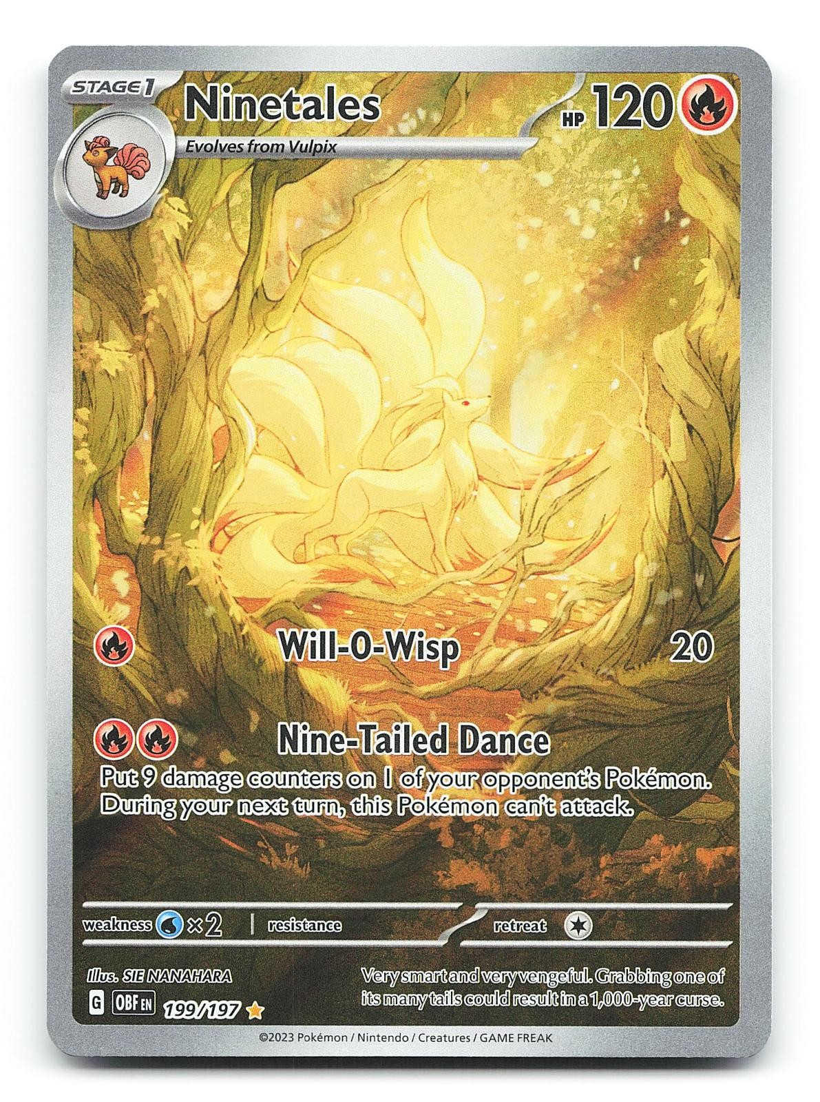 Ninetales -199/197 199/197 Obsidian Flames Holo Illustration Rare IR Pokemon NM