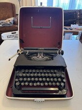 1936 Corona Standard Working Glossy Black Flat top Typewriter With Case thumbnail