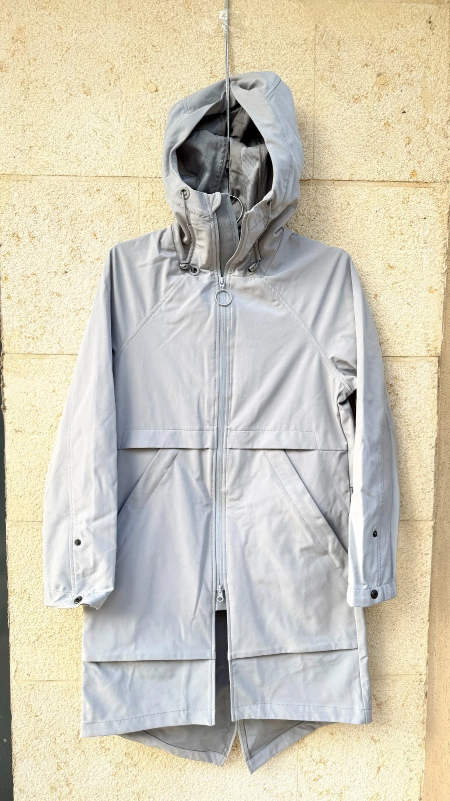 THE ARRIVALS "Larsen" unisex rain Coat/Parka • Hooded • Gray • Size XS/2